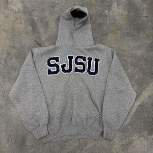 Vtg Russel Athletic San Jose State University Small Hoodie Gray Fleece Pullover